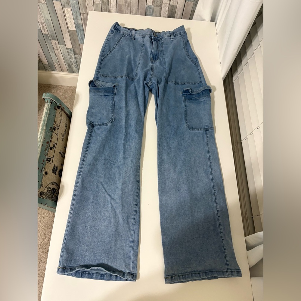 Light Blue Denim Cargo Pants